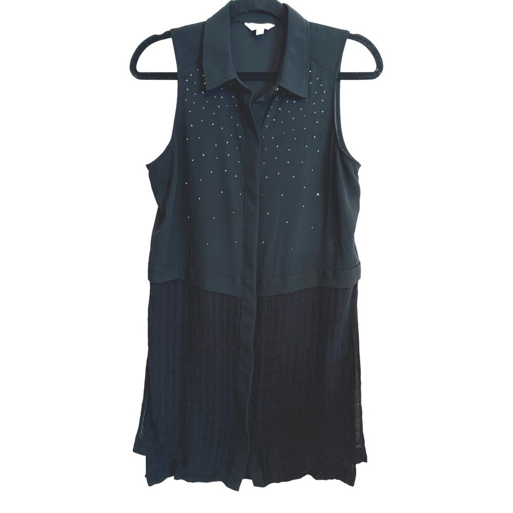 2/$30 Candies Medium Black Sheer Overlay Mid-Length Lightweight Jacket Vest